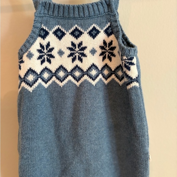 Baby GAP Blue Knit Kids Overalls with Snowflake Pattern 6-12 months - Picture 2 of 6